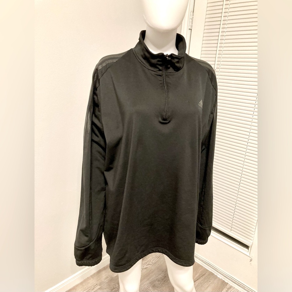 Adidas Golf Climawarm  Mens 1/4 Zip Long Sleeve Pullover 3 Stripe Black SZ-XL